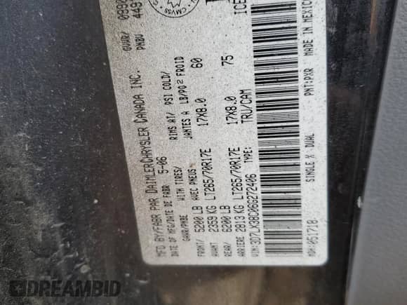 2006 Dodge 3500 SLT z VIN 3D7LX38C06G272406, wystawiony jako Copart lot #46580865 z przebiegiem Nie podano mil oraz Szkoda całkowita • Salvage title. Historia ofert i sprzedaży dostępna na DreamBid. Obrazek 14.