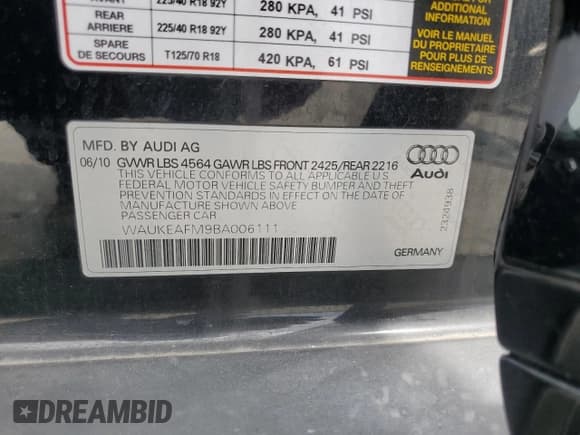 ✅ 2011 Audi A3 Premium Plus • VIN: WAUKEAFM9BA006111 • Лот: 55621125. Опубликован ранее на Copart с пробегом 168 512 миль. Бесплатный доступ к архиву аукционных продаж из США и подробный отчёт об истории автомобиля на DreamBid. Изображение 13.