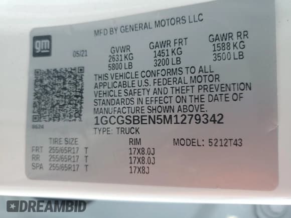 ✅ 2021 Chevrolet Colorado 2WD Work Truck • VIN: 1GCGSBEN5M1279342 • Lot: 53841235. Listed on Copart with 172,603 mi. Free auction sales archive from the USA and detailed vehicle history report at DreamBid. Image 12.