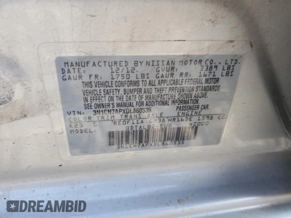 ✅ 2013 Nissan Versa S • VIN: 3N1CN7APXDL860535 • Лот: 68003025. Опубликован ранее на Copart с пробегом 119 209 миль. Бесплатный доступ к архиву аукционных продаж из США и подробный отчёт об истории автомобиля на DreamBid. Изображение 13.