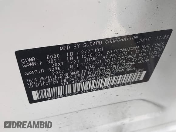 ✅ 2024 Subaru Ascent Touring • VIN: 4S4WMAWD0R3408522 • Lot: 42095614. Listed on IAAI with 26,885 mi. Free auction sales archive from the USA and detailed vehicle history report at DreamBid. Image 9.