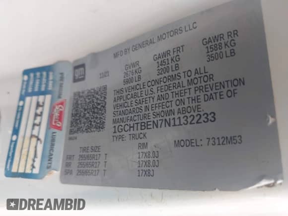 2022 Chevrolet Colorado 4WD Work Truck с VIN 1GCHTBEN7N1132233, выставлен на аукционе IAAI как лот 42276488 с пробегом 28 062 миль миль и . История ставок и продаж доступна на DreamBid. Изображение 9.