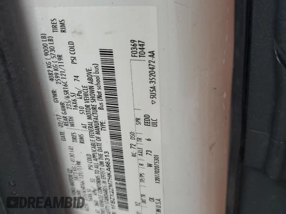 ✅ 2017 Ford Transit XL • VIN: 1FBZX2ZM7HKA66313 • Lot: 60648435. Wystawiony na Copart z przebiegiem 65 264 mil. Bezpłatny archiwum sprzedaży aukcyjnych z USA i szczegółowy raport historii pojazdu na DreamBid. Zdjęcie 13.