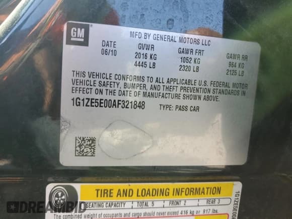 ✅ 2010 Chevrolet Malibu LTZ • VIN: 1G1ZE5E00AF321848 • Lot: 72767214. Listed on Copart with 112,748 mi. Free auction sales archive from the USA and detailed vehicle history report at DreamBid. Image 12.