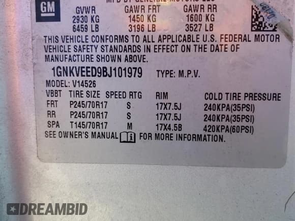 ✅ 2011 Chevrolet Traverse LS • VIN: 1GNKVEED9BJ101979 • Lot: 82411975. Wystawiony na Copart z przebiegiem 159 074 mil. Bezpłatny archiwum sprzedaży aukcyjnych z USA i szczegółowy raport historii pojazdu na DreamBid. Zdjęcie 13.