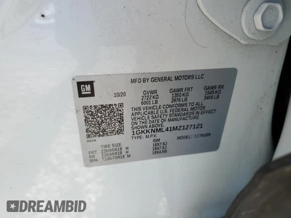 ✅ 2021 GMC Acadia SLT • VIN: 1GKKNML41MZ127121 • Lot: 48416815. Listed on Copart with 84,001 mi. Free auction sales archive from the USA and detailed vehicle history report at DreamBid. Image 14.