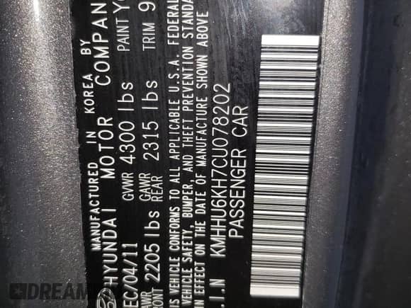 2012 Hyundai Genesis Coupe Track с VIN KMHHU6KH7CU078202, выставлен на аукционе Copart как лот 83786384 с пробегом 147 108 миль миль и Чистый • Clean title. История ставок и продаж доступна на DreamBid. Изображение 12.