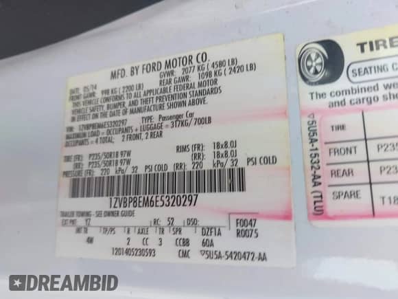 2014 Ford Mustang V6 с VIN 1ZVBP8EM6E5320297, выставлен на аукционе IAAI как лот 43146690 с пробегом 160 174 миль миль и . История ставок и продаж доступна на DreamBid. Изображение 9.