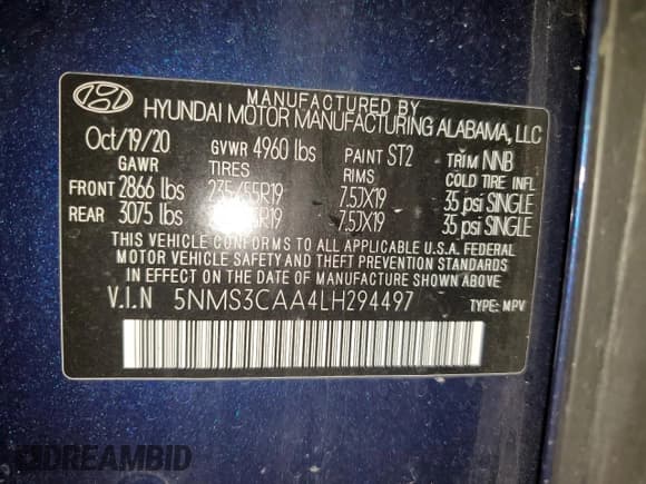 ✅ 2020 Hyundai Santa Fe SEL • VIN: 5NMS3CAA4LH294497 • Lot: 45676004. Wystawiony na Copart z przebiegiem 34 608 mil. Bezpłatny archiwum sprzedaży aukcyjnych z USA i szczegółowy raport historii pojazdu na DreamBid. Zdjęcie 15.