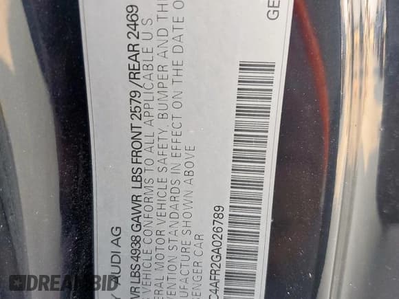 ✅ 2016 Audi S5 Premium Plus • VIN: WAUC4AFR2GA026789 • Lot: 80710635. Listed on Copart with 111,957 mi. Free auction sales archive from the USA and detailed vehicle history report at DreamBid. Image 12.