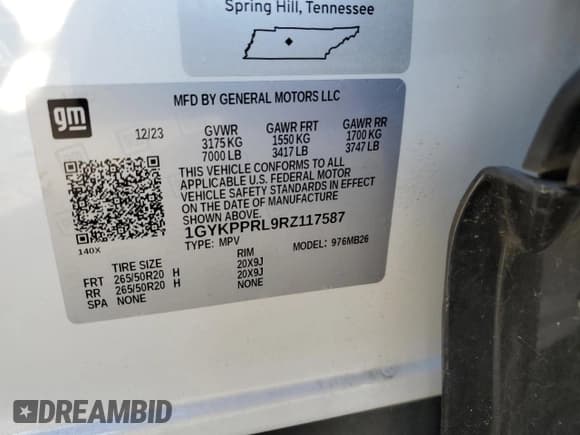 ✅ 2024 Cadillac LYRIQ Luxury • VIN: 1GYKPPRL9RZ117587 • Lot: 82323015. Listed on Copart with 24,464 mi. Free auction sales archive from the USA and detailed vehicle history report at DreamBid. Image 13.