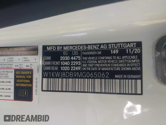 ✅ 2021 Mercedes-Benz C 300 • VIN: W1KWJ8DB9MG065062 • Lot: 42567825. Wystawiony na IAAI z przebiegiem 38 835 mil. Bezpłatny archiwum sprzedaży aukcyjnych z USA i szczegółowy raport historii pojazdu na DreamBid. Zdjęcie 9.
