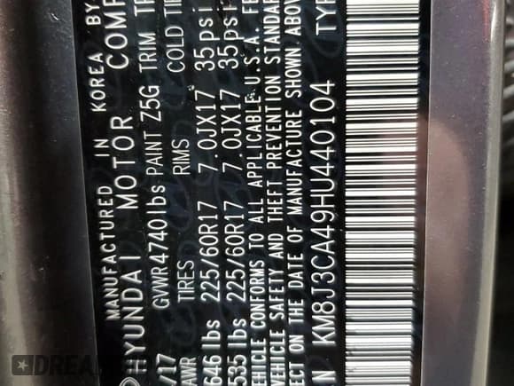 ✅ 2017 Hyundai Tucson SE • VIN: KM8J3CA49HU440104 • Лот: 91779405. Опубликован ранее на Copart с пробегом 109 525 миль. Бесплатный доступ к архиву аукционных продаж из США и подробный отчёт об истории автомобиля на DreamBid. Изображение 13.