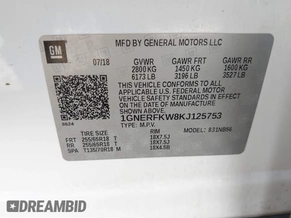 ✅ 2019 Chevrolet Traverse LS • VIN: 1GNERFKW8KJ125753 • Lot: 43538910. Wystawiony na IAAI z przebiegiem 83 003 mil. Bezpłatny archiwum sprzedaży aukcyjnych z USA i szczegółowy raport historii pojazdu na DreamBid. Zdjęcie 9.