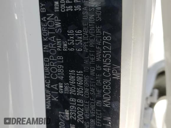 ✅ 2022 Kia Niro LXS • VIN: KNDCB3LC4N5512787 • Lot: 66626015. Listed on Copart with 41,789 mi. Free auction sales archive from the USA and detailed vehicle history report at DreamBid. Image 13.