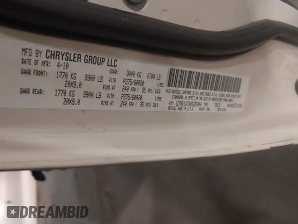 ✅ 2010 Dodge 1500 TRX • VIN: 1D7RV1GT8AS226944 • Lot: 42292091. Wystawiony na IAAI z przebiegiem 179 225 mil. Bezpłatny archiwum sprzedaży aukcyjnych z USA i szczegółowy raport historii pojazdu na DreamBid. Zdjęcie 9.