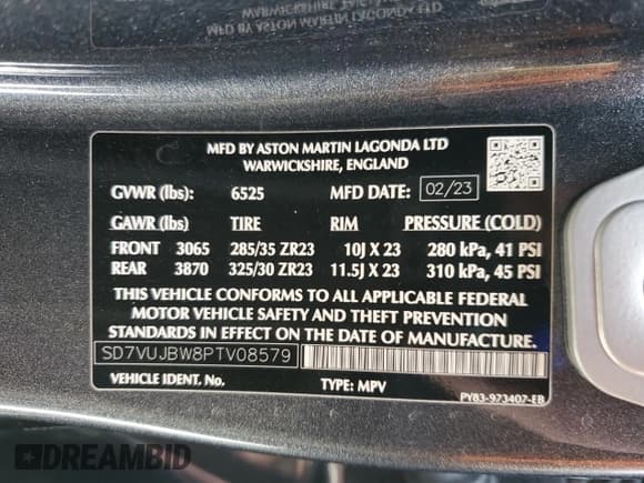 ✅ 2023 Aston Martin DBX 707 • VIN: SD7VUJBW8PTV08579 • Lot: 45496975. Wystawiony na Copart z przebiegiem 10 769 mil. Bezpłatny archiwum sprzedaży aukcyjnych z USA i szczegółowy raport historii pojazdu na DreamBid. Zdjęcie 14.