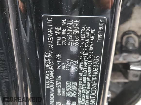 2023 Hyundai Santa Cruz Night Edition с VIN 5NTJCDAF1PH063905, выставлен на аукционе Copart как лот 81644144 с пробегом 20 707 миль миль и Списание • Salvage title. История ставок и продаж доступна на DreamBid. Изображение 12.