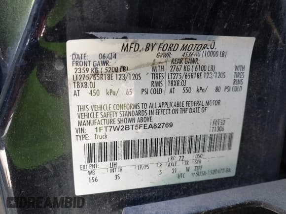 ✅ 2015 Ford F-250 Lariat • VIN: 1FT7W2BT5FEA82769 • Lot: 41854598. Listed on IAAI with 248,469 mi. Free auction sales archive from the USA and detailed vehicle history report at DreamBid. Image 9.