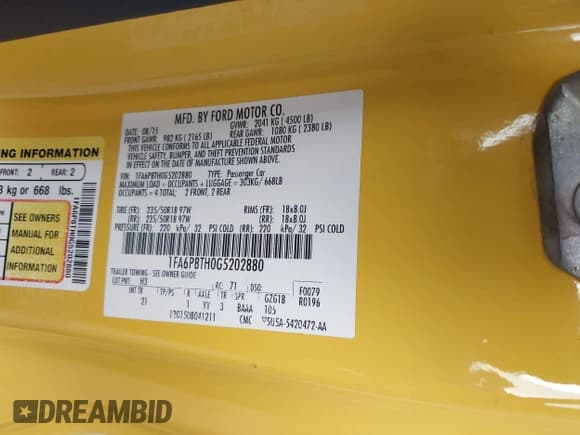 ✅ 2016 Ford Mustang EcoBoost Premium • VIN: 1FA6P8TH0G5202880 • Lot: 43771274. Wystawiony na IAAI z przebiegiem 86 458 mil. Bezpłatny archiwum sprzedaży aukcyjnych z USA i szczegółowy raport historii pojazdu na DreamBid. Zdjęcie 9.