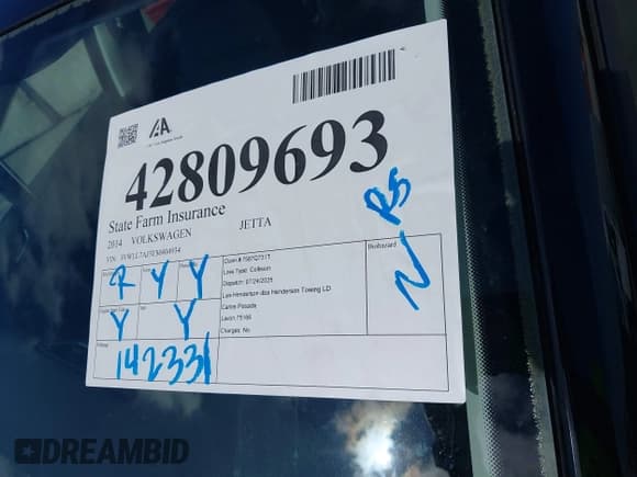 ✅ 2014 Volkswagen Jetta TDI w/Premium/Nav • VIN: 3VWLL7AJ3EM404934 • Lot: 42809693. Listed on IAAI with 142,331 mi. Free auction sales archive from the USA and detailed vehicle history report at DreamBid. Image 17.