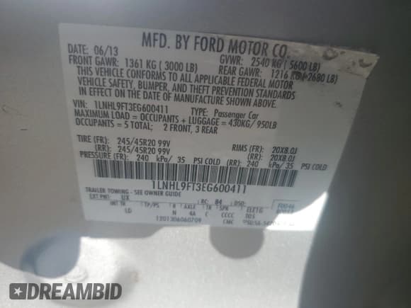 ✅ 2014 Lincoln MKS EcoBoost • VIN: 1LNHL9FT3EG600411 • Lot: 86684605. Listed on Copart with 76,702 mi. Free auction sales archive from the USA and detailed vehicle history report at DreamBid. Image 12.