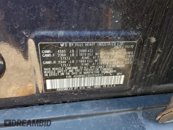 ✅ 2013 Subaru Outback Premium • VIN: 4S4BRBCC6D3254912 • Lot: 95679705. Wystawiony na Copart z przebiegiem 96 769 mil. Bezpłatny archiwum sprzedaży aukcyjnych z USA i szczegółowy raport historii pojazdu na DreamBid. Zdjęcie 12.