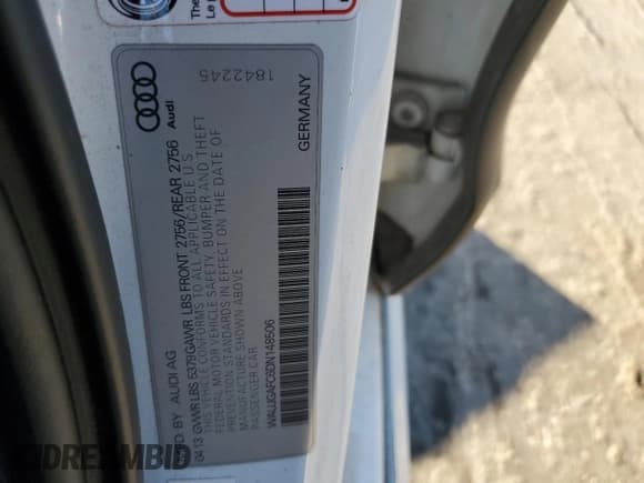 ✅ 2013 Audi A6 Prestige • VIN: WAUJGAFC6DN148506 • Лот: 80304394. Опубликован ранее на Copart с пробегом 140 230 миль. Бесплатный доступ к архиву аукционных продаж из США и подробный отчёт об истории автомобиля на DreamBid. Изображение 12.