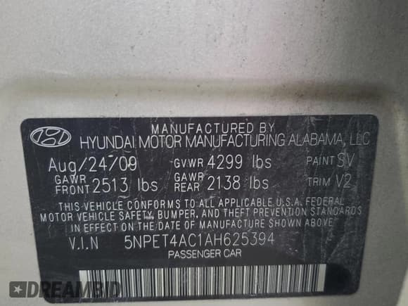 ✅ 2010 Hyundai Sonata GLS • VIN: 5NPET4AC1AH625394 • Лот: 85475294. Опубликован ранее на Copart с пробегом 166 828 миль. Бесплатный доступ к архиву аукционных продаж из США и подробный отчёт об истории автомобиля на DreamBid. Изображение 12.