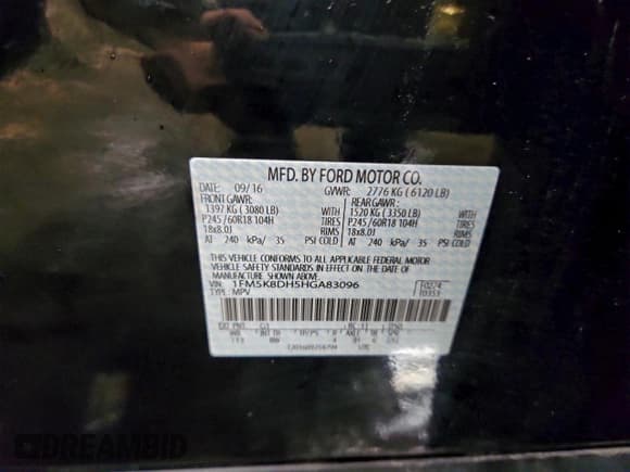 ✅ 2017 Ford Explorer XLT • VIN: 1FM5K8DH5HGA83096 • Lot: 95217575. Wystawiony na Copart z przebiegiem 46 412 mil. Bezpłatny archiwum sprzedaży aukcyjnych z USA i szczegółowy raport historii pojazdu na DreamBid. Zdjęcie 14.