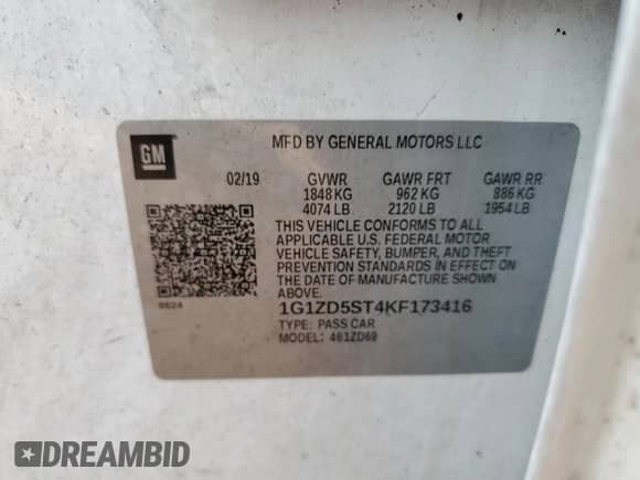 ✅ 2019 Chevrolet Malibu LT • VIN: 1G1ZD5ST4KF173416 • Lot: 81830195. Wystawiony na Copart z przebiegiem Nie podano mil. Skorzystaj z bezpłatnego archiwum sprzedaży aukcyjnych z USA i zobacz szczegółowy raport historii pojazdu na DreamBid. Zdjęcie 12.