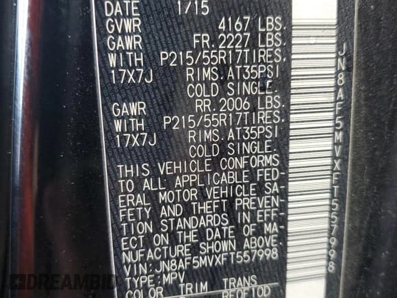 ✅ 2015 Nissan Juke Nismo • VIN: JN8AF5MVXFT557998 • Lot: 57383955. Listed on Copart with 71,392 mi. Free auction sales archive from the USA and detailed vehicle history report at DreamBid. Image 12.