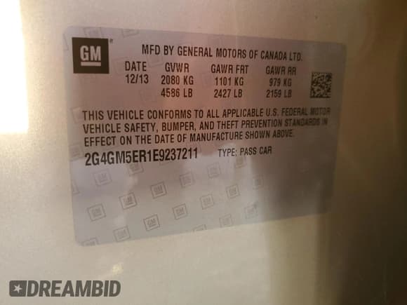 ✅ 2014 Buick Regal Premium I • VIN: 2G4GM5ER1E9237211 • Лот: 87641205. Опубликован ранее на Copart с пробегом 36 155 миль. Бесплатный доступ к архиву аукционных продаж из США и подробный отчёт об истории автомобиля на DreamBid. Изображение 14.