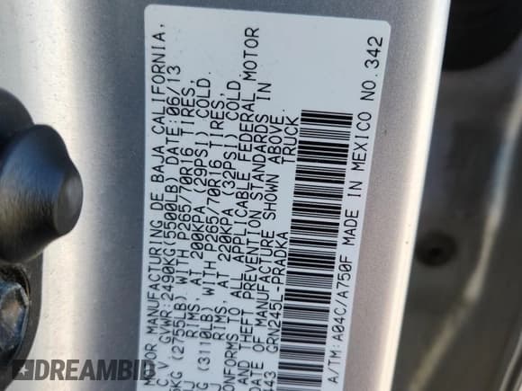 ✅ 2013 Toyota Tacoma • VIN: 3TMLU4EN3DM128443 • Lot: 91794755. Listed on Copart with 164,267 mi. Free auction sales archive from the USA and detailed vehicle history report at DreamBid. Image 12.