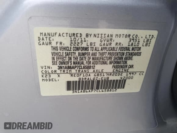 ✅ 2012 Nissan Sentra 2.0 • VIN: 3N1AB6AP7CL658812 • Lot: 91623055. Wystawiony na Copart z przebiegiem 131 793 mil. Bezpłatny archiwum sprzedaży aukcyjnych z USA i szczegółowy raport historii pojazdu na DreamBid. Zdjęcie 12.