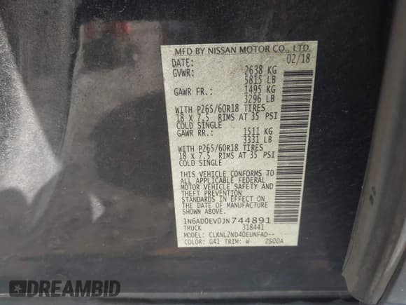 ✅ 2018 Nissan Frontier SV • VIN: 1N6AD0EV0JN744891 • Lot: 42128481. Listed on IAAI with 137,412 mi. Free auction sales archive from the USA and detailed vehicle history report at DreamBid. Image 9.