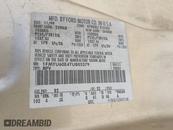✅ 2000 Ford Explorer Sport • VIN: 1FMYU60E4YUB05579 • Lot: 43366222. Wystawiony na IAAI z przebiegiem 208 717 mil. Bezpłatny archiwum sprzedaży aukcyjnych z USA i szczegółowy raport historii pojazdu na DreamBid. Zdjęcie 9.