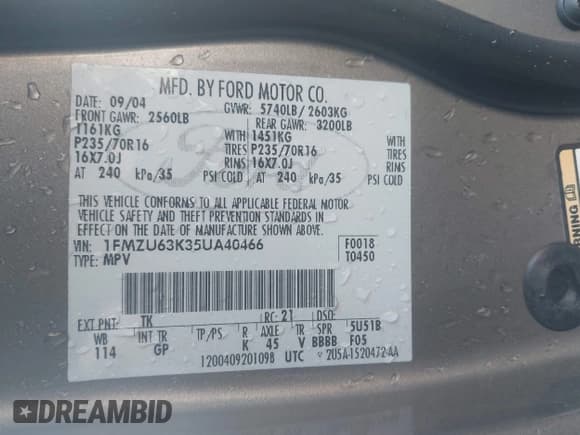 ✅ 2005 Ford Explorer XLT • VIN: 1FMZU63K35UA40466 • Lot: 43252678. Wystawiony na IAAI z przebiegiem 133 282 mil. Bezpłatny archiwum sprzedaży aukcyjnych z USA i szczegółowy raport historii pojazdu na DreamBid. Zdjęcie 9.