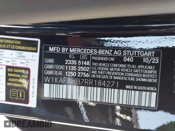 ✅ 2024 Mercedes-Benz C 300 • VIN: W1KAF4HB7RR184271 • Лот: 43053396. Опубликован ранее на IAAI с пробегом 15 027 миль. Бесплатный доступ к архиву аукционных продаж из США и подробный отчёт об истории автомобиля на DreamBid. Изображение 9.
