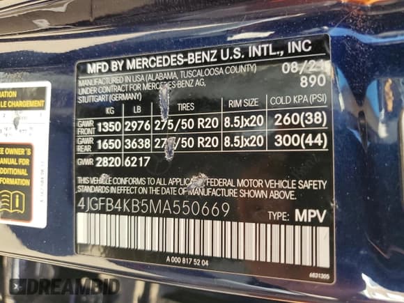 ✅ 2021 Mercedes-Benz GLE 350 • VIN: 4JGFB4KB5MA550669 • Lot: 82188015. Listed on Copart with 47,626 mi. Free auction sales archive from the USA and detailed vehicle history report at DreamBid. Image 13.