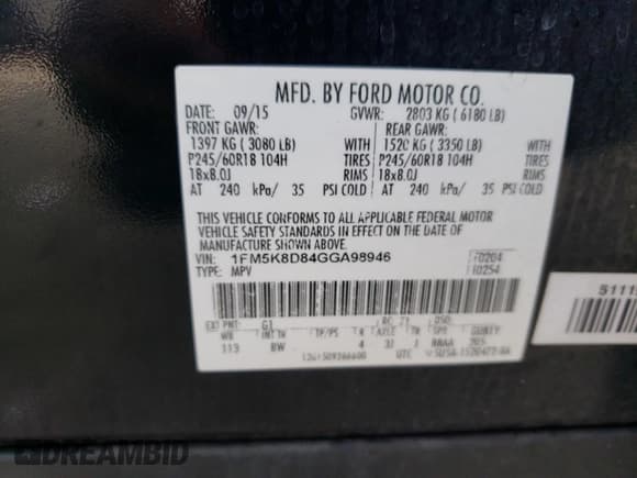 ✅ 2016 Ford Explorer XLT • VIN: 1FM5K8D84GGA98946 • Лот: 67520915. Опубликован ранее на Copart с пробегом 137 606 миль. Бесплатный доступ к архиву аукционных продаж из США и подробный отчёт об истории автомобиля на DreamBid. Изображение 12.