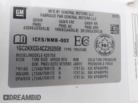 ✅ 2012 Chevrolet Silverado 2500HD LT • VIN: 1GC2KXCG4CZ262558 • Lot: 42052159. Wystawiony na IAAI z przebiegiem Nie podano. Bezpłatny archiwum sprzedaży aukcyjnych z USA i szczegółowy raport historii pojazdu na DreamBid. Zdjęcie 9.