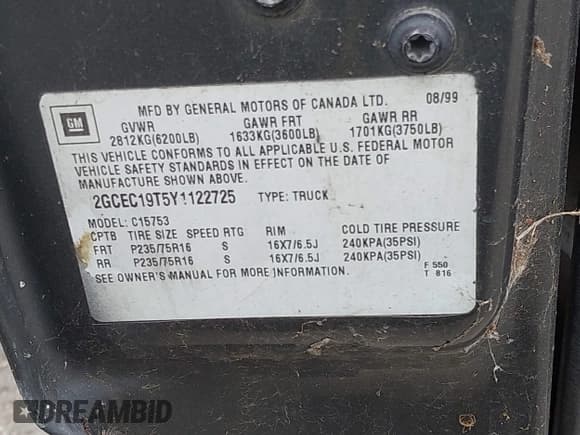 ✅ 2000 Chevrolet Silverado 1500 LS • VIN: 2GCEC19T5Y1122725 • Лот: 43815165. Опубликован ранее на IAAI с пробегом 352 070 миль. Бесплатный доступ к архиву аукционных продаж из США и подробный отчёт об истории автомобиля на DreamBid. Изображение 9.