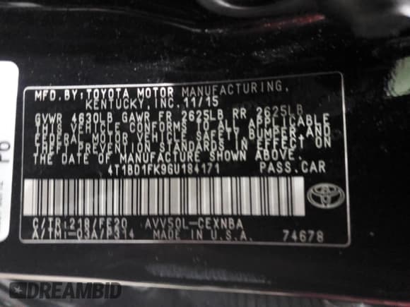 ✅ 2016 Toyota Camry SE • VIN: 4T1BD1FK9GU184171 • Лот: 92250215. Опубликован ранее на Copart с пробегом 115 475 миль. Бесплатный доступ к архиву аукционных продаж из США и подробный отчёт об истории автомобиля на DreamBid. Изображение 12.