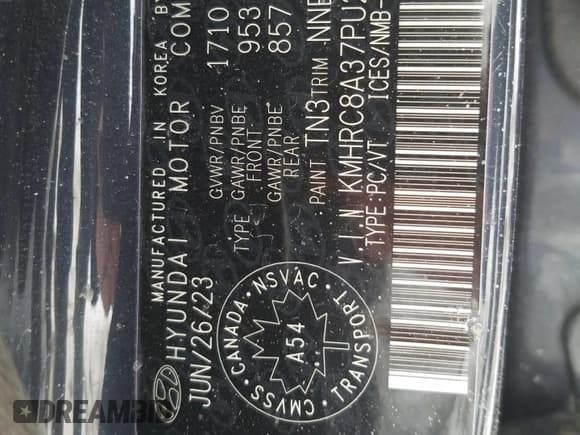 ✅ 2023 Hyundai Venue Limited • VIN: KMHRC8A37PU271481 • Lot: 49945785. Listed on Copart with Not provided. Free auction sales archive from the USA and detailed vehicle history report at DreamBid. Image 13.