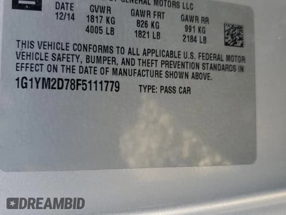 ✅ 2015 Chevrolet Corvette Z51 3LT • VIN: 1G1YM2D78F5111779 • Lot: 89882445. Listed on Copart with 119,546 mi. Free auction sales archive from the USA and detailed vehicle history report at DreamBid. Image 12.