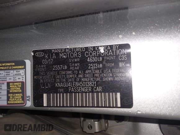 ✅ 2017 Kia Optima EX • VIN: KNAGU4LE8H5013821 • Лот: 42916569. Опубликован ранее на IAAI с пробегом 113 793 миль. Бесплатный доступ к архиву аукционных продаж из США и подробный отчёт об истории автомобиля на DreamBid. Изображение 9.