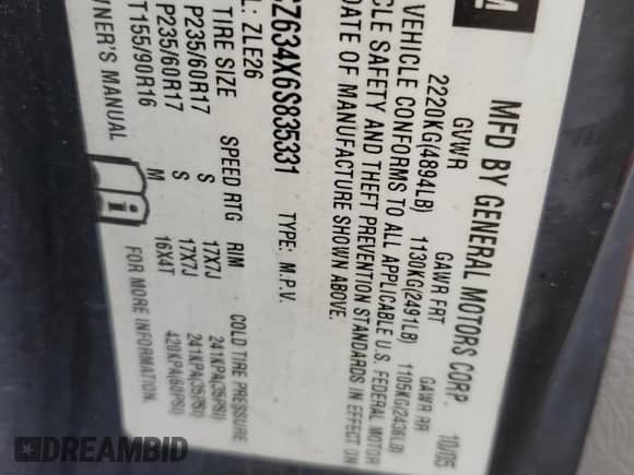 2006 Saturn VUE z VIN 5GZCZ634X6S835331, wystawiony jako Copart lot #85981124 z przebiegiem 148 253 mil mil oraz Szkoda całkowita • Salvage title. Historia ofert i sprzedaży dostępna na DreamBid. Obrazek 14.