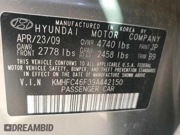 ✅ 2009 Hyundai Azera Limited • VIN: KMHFC46F39A442150 • Lot: 82528255. Listed on Copart with 164,486 mi. Free auction sales archive from the USA and detailed vehicle history report at DreamBid. Image 12.