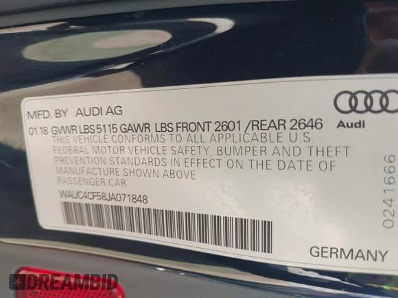 ✅ 2018 Audi S5 Sportback Prestige • VIN: WAUC4CF58JA071848 • Lot: 41879425. Listed on IAAI with 44,296 mi. Free auction sales archive from the USA and detailed vehicle history report at DreamBid. Image 9.